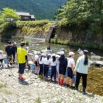 長谷小学校・幼稚園生とアユの放流体験を実施